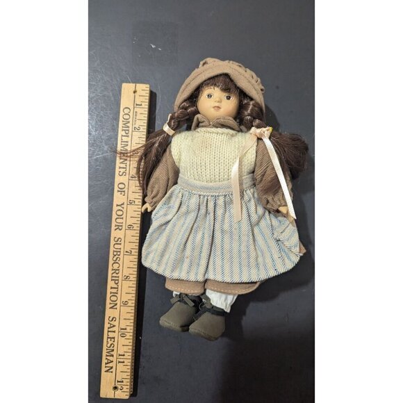 Vintage Doll Brown Yarn Hair Knitted Top Hooded Dress Lace-Up Boots 11" - Picture 9 of 9